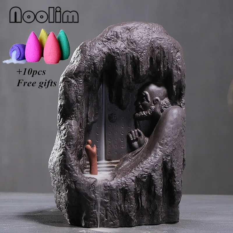 Курильница Dharma Backflow для благовоний декор из фиолетовой глины дома и офиса