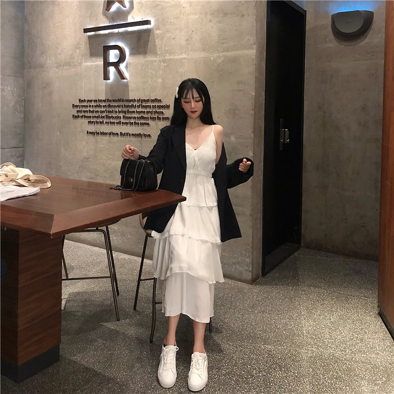 Женское многослойное платье с бахромой однотонное винтажное элегантное на