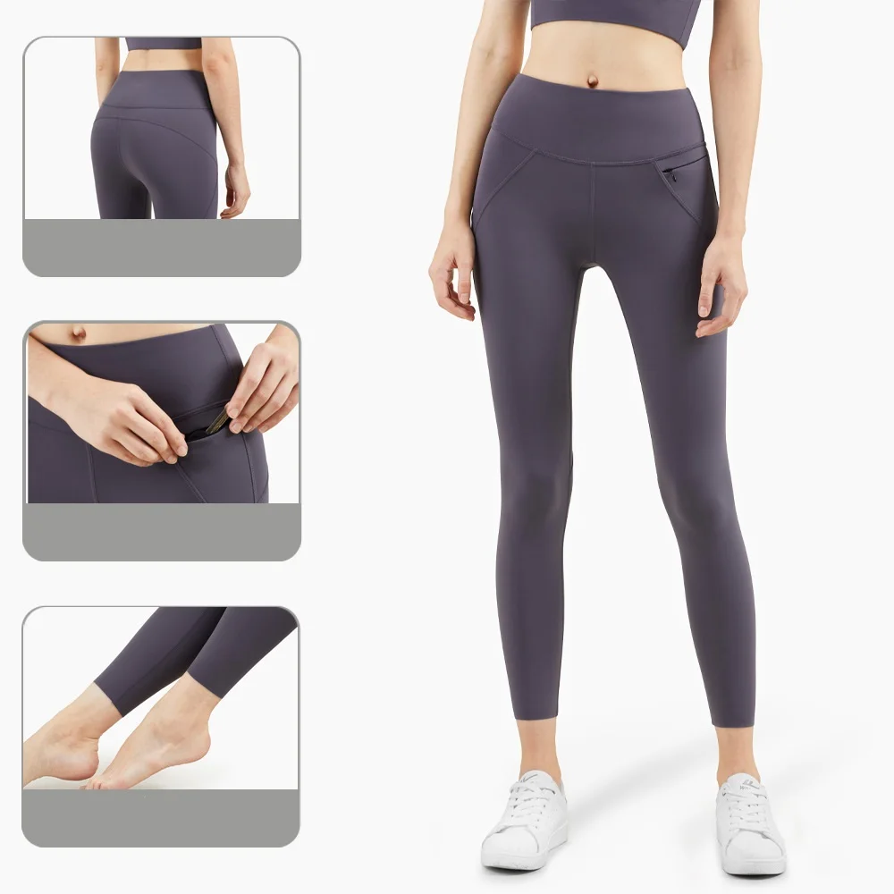 

Wyplosz Yoga Legging Nuede Tight Yoga Pants Closed Pocket High Waist Seamless Leggings Sport Women Fitness Leggings Fitness Pant