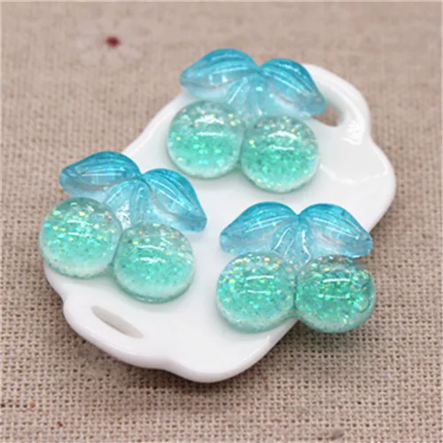 5cherry 20pcs 20 шт новые смолы блеск градиент сердце/звезда/лук/корона/вишня/Seashell Кабошоны украшения Шарм основы для заколок для волос деко - Цвет: 5cherry 20pcs