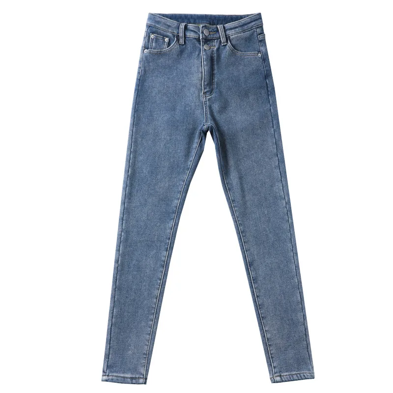 

Women's Stretch Denim Skinny Jeans Women 2019 Summer Autumn Cotton Jeans for Women Double Breasted Pencil Jeans Pants
