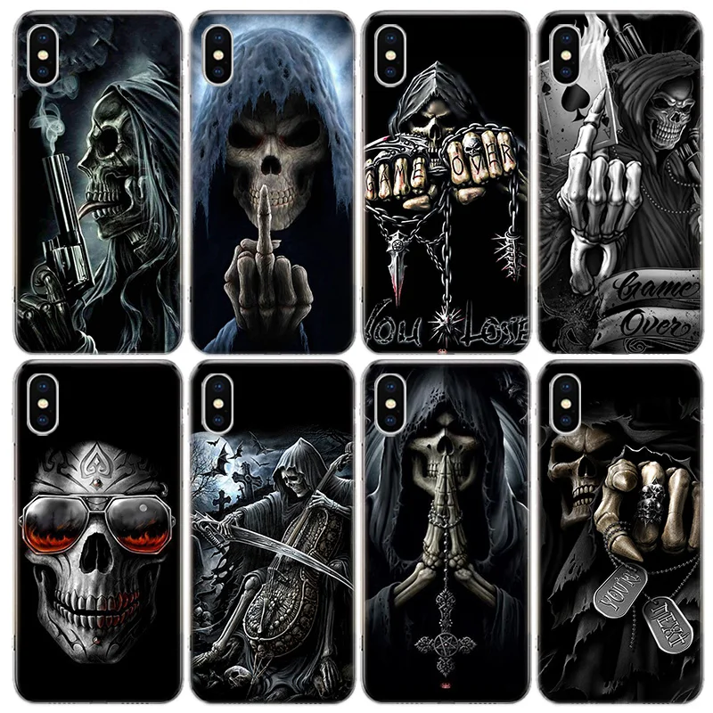 

Grim Reaper Skull Skeleton Phone Case For Apple Iphone 13 Pro Max 11 12 Mini SE 2020 X XS XR 8 7 Plus 6 6S 5 5S Cover Shell Coqu