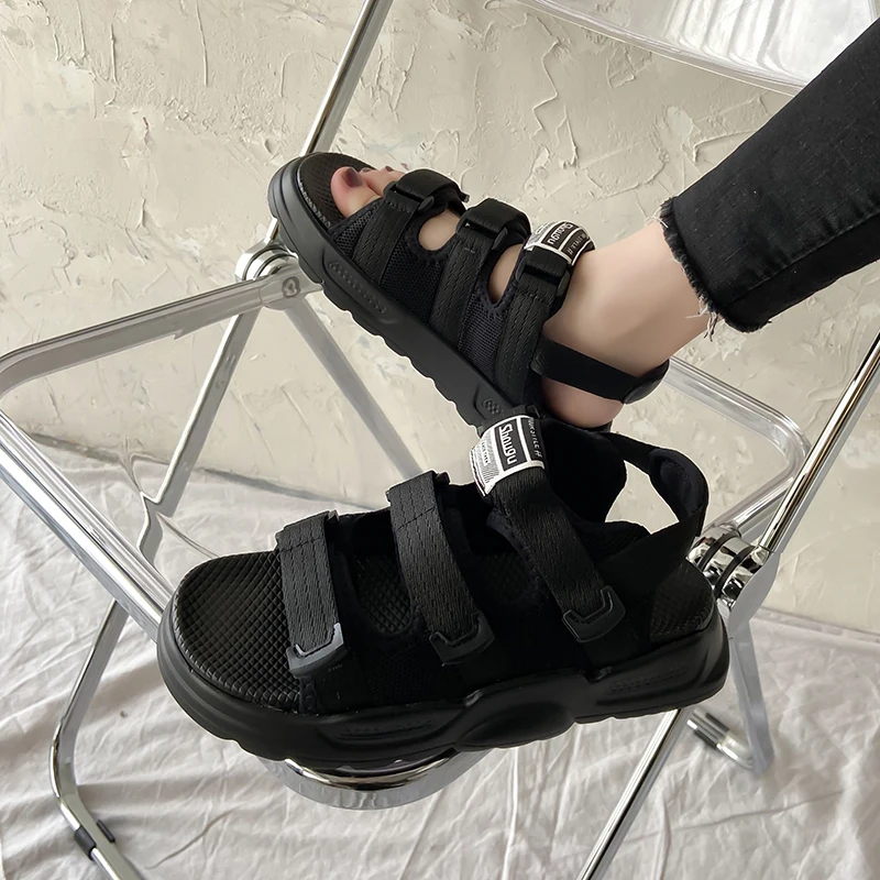 

Female Sandal Beach Shoes 2021 Women's All-Match Clogs With Heel Med Girls Comfort New Thick Beige Summer Medium Wedge Flat Spor