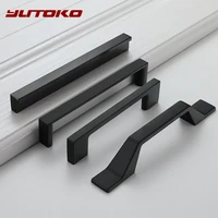 yutoko black cabinet handle square furniture hardware aluminum alloy kitchen door knobs cupboard wardrobe drawer pulls