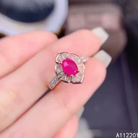 fine jewelry 925 sterling silver inlaid with natural gemstone luxury fashion flower ruby womens ol style ring support detection