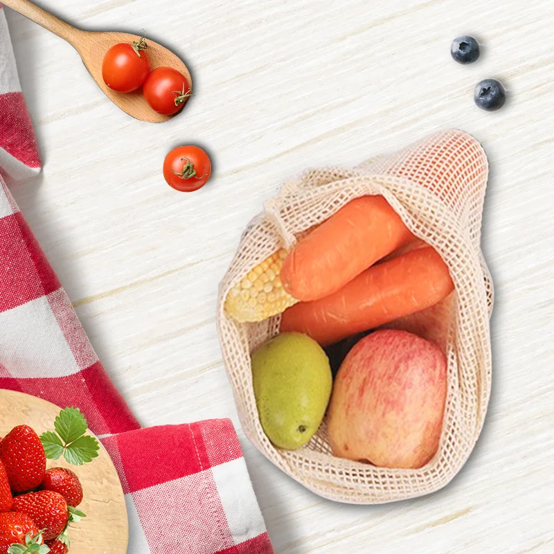 Сумка для хранения овощей многоразовый мешок покупок из эко хлопка можно стирать