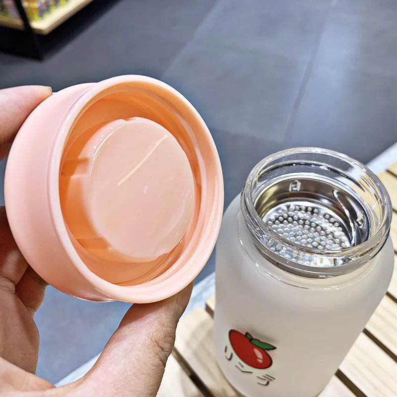 Новый Kawaii фрукты матовая Стекло бутылка для воды Портативный милые Молодежные