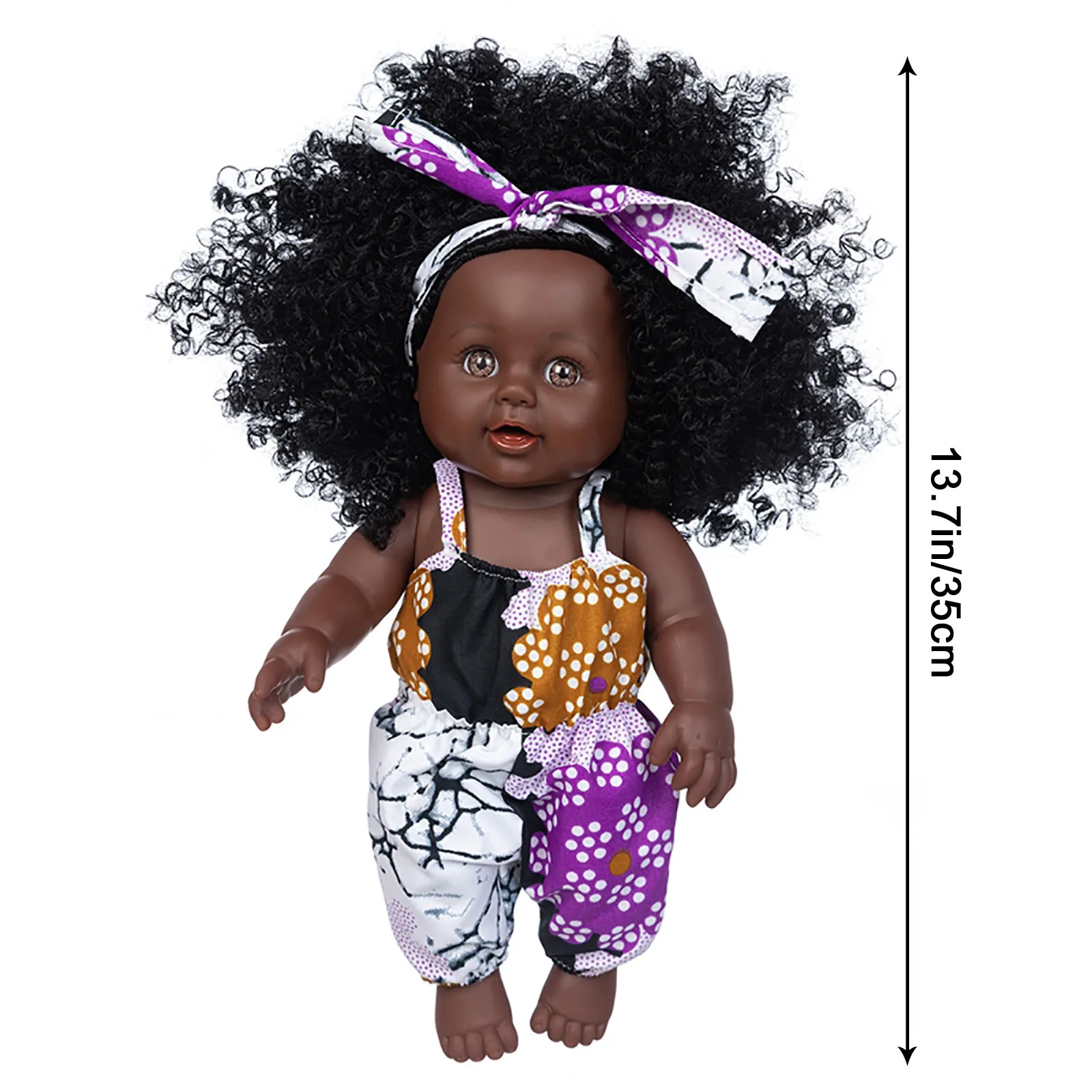 

35CM Vinyl Material Colored clothes Realistic doll Black African Black Baby Cute Curly Black Personalized Gift