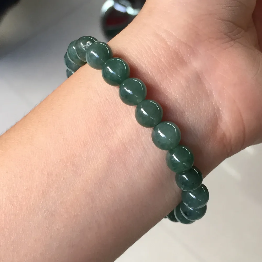 Аутентичный натуральный Морской нефритовый шарик 7-8 мм шариковый браслет |