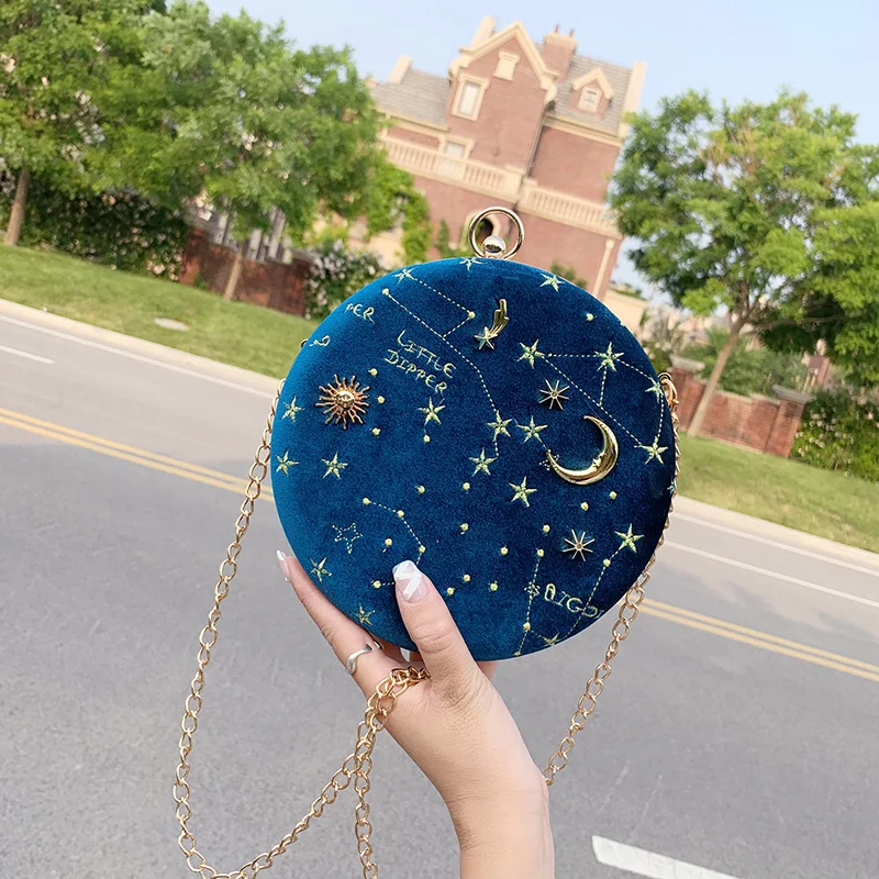 

Summer Small Bag Women Starry Sky Pattern New Fashion Round Female Bag Shoulder Round Chain Bag Portable Mini Crossbody Bags