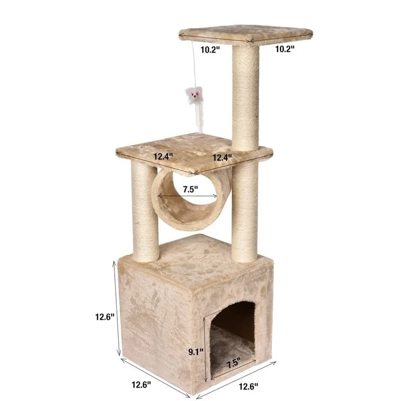 Beige-36inch 3" кошка дерево башня кошка домик кошка дерево Мебель когтеточка Скребок Игрушка для питомцев товары для кошек - Цвет: Beige-36inch