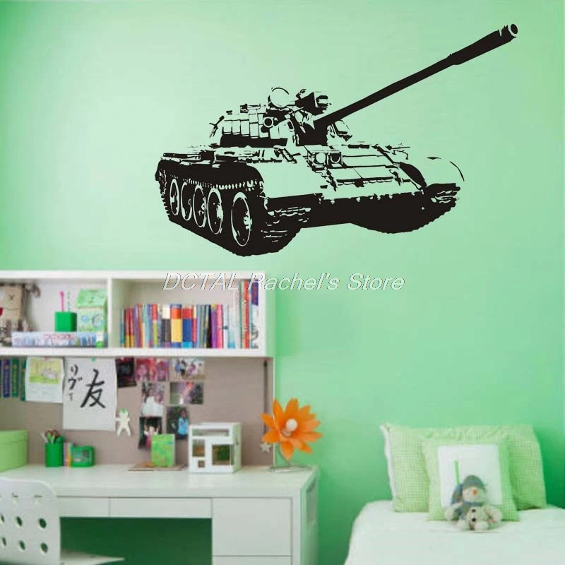 Tank Wall Sticker Military Weapon Army Decal Vinyl Sticker House Murals For Kids Room Decoration