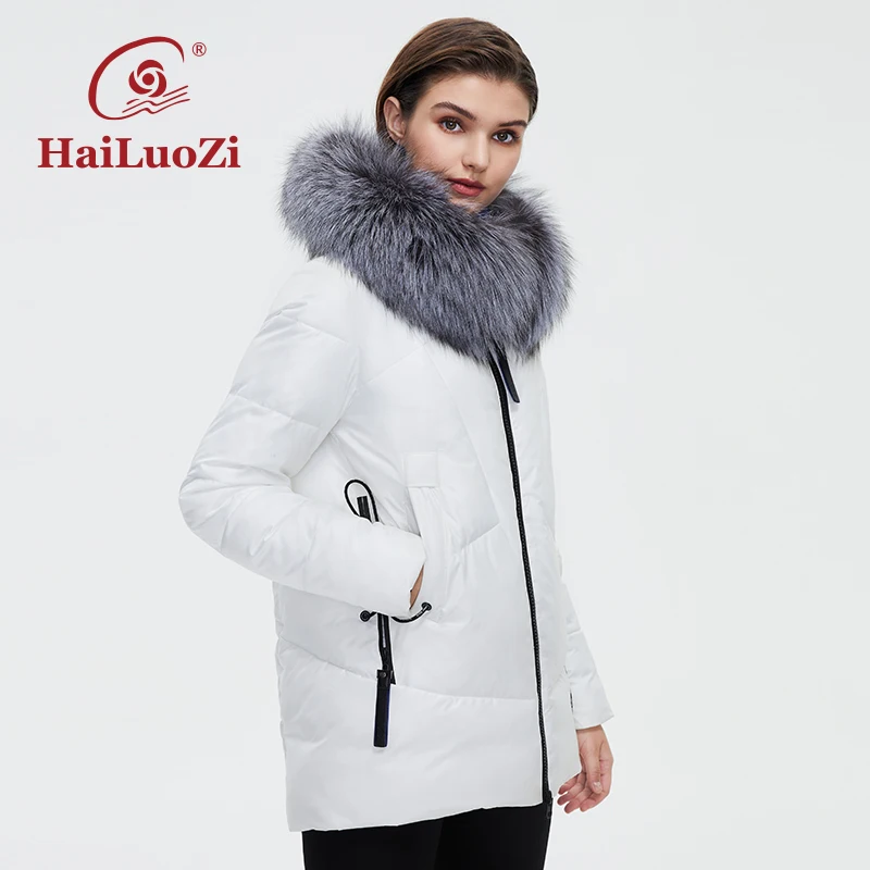Новинка 2021 женская зимняя куртка HaiLuoZi Короткое женское пальто с капюшоном и