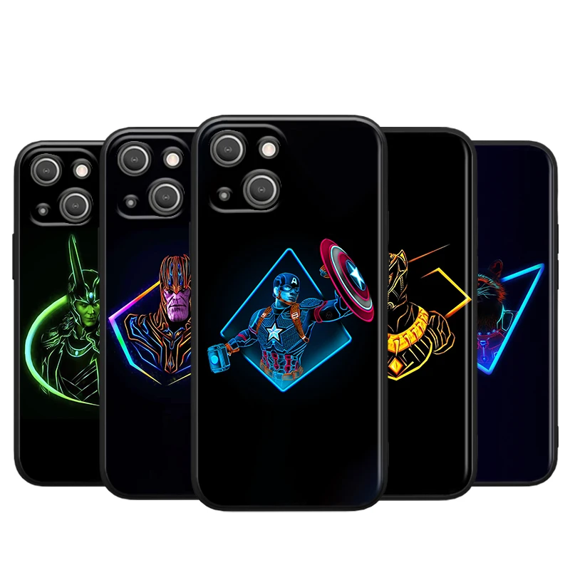 

Marvel hero color for Apple iPhone 13 12 11 Pro Max Mini XS Max X XR 6S 6 7 8 Plus 5S SE2020 Soft Black Phone Case