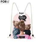 Рюкзаки для детской мамы FORUDESIGNS, супер мама, девочка из полиэстера, сумка-мешок, сумки для женщин, повседневная сумка для покупок, рюкзак