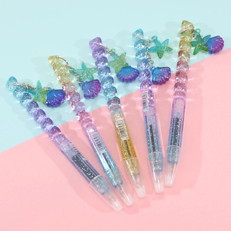 

10/5/3pcsTwinkle Starry Star Shell Pendant Flashing Gel Pen 0.5mm TIKTOK Kawaii Glitter Blinking Cute School Student Stationery