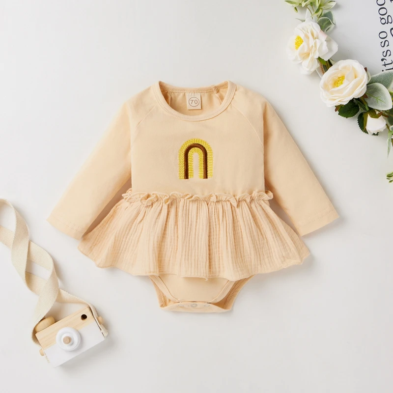 

Cute Baby Bodysuits Girls Boys Clothes Children's Cotton Embroidered Rompers Dress Infant Kids Bodysuits