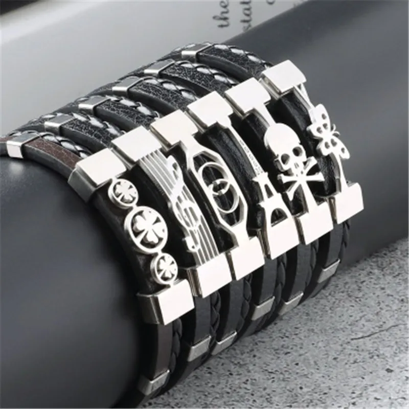 Мужской многослойный браслет из натуральной кожи ручной работы | Украшения и