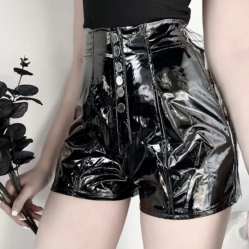 Женские лакированные шорты из ПУ кожи с высокой талией | Женская одежда