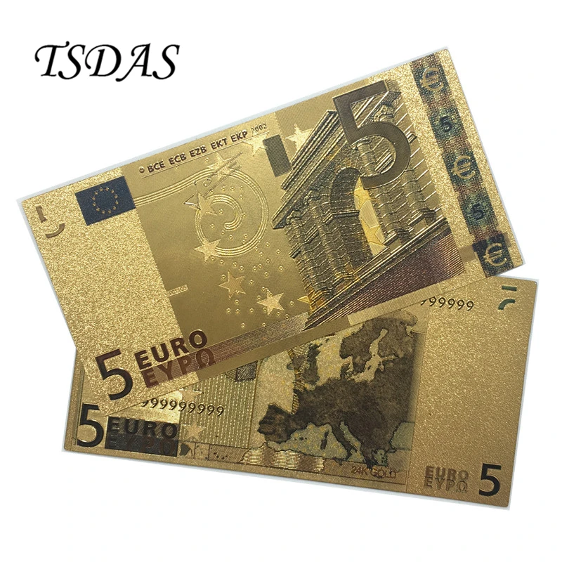 Разноцветные банкноты из золотой фольги евро 10 шт./лот коллекция банкнот 5