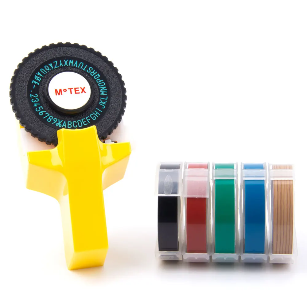UniPlus Motex 3D производитель этикеток для Dymo 3D лент E101 руководство Typerwriter лента этикеток для принтера DIY письмо стикер - Цвет: Yellow-5pcs-4