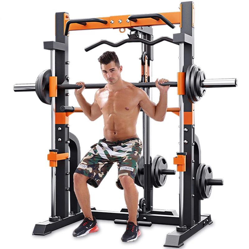 

Multi Function Household Smith Machine 9-gear Height Adjustable Squatting Frame