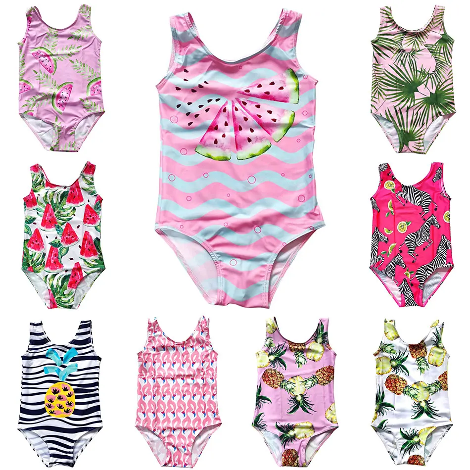 Infant Girl Swimsuit One Piece Kids Swimwear Print Toddler Girls Bathing Suit Monokini Swimming Little Beachwear 2021 | Спорт и
