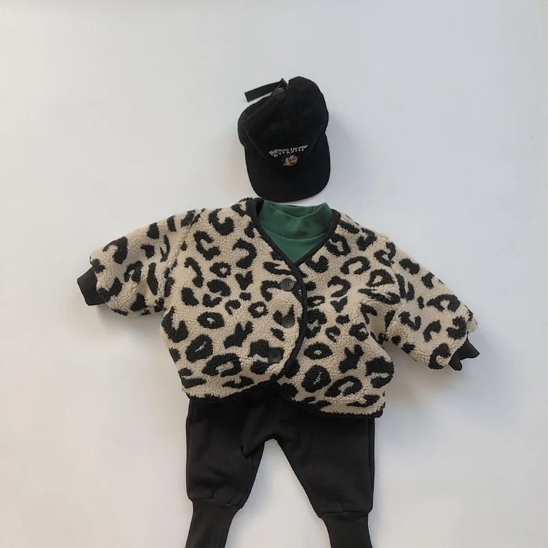 1-7T Toddler Kid Baby Boys Girls Winter Clohtes Leopard Print Jacket Fashion Fleece Warm Coat Cute Sweet Infant Clothing Outwear images - 6