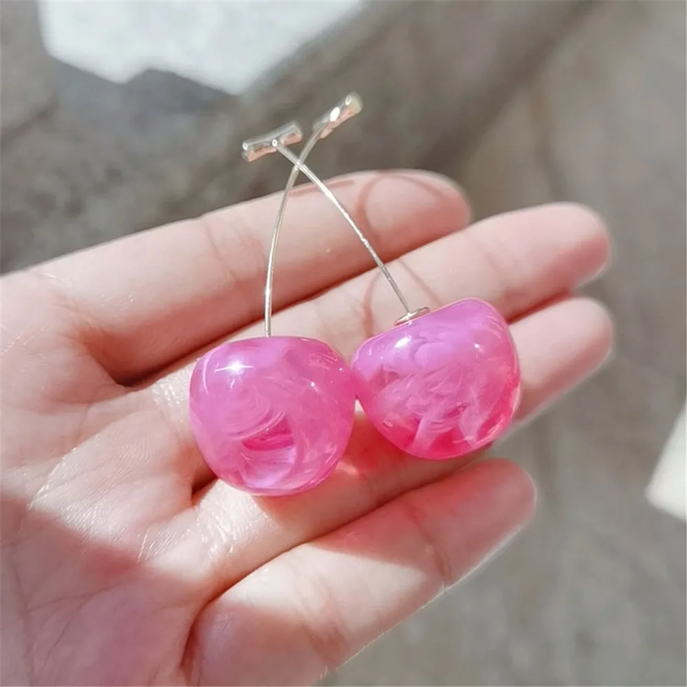 

Resin Cute Original Earrings Cherries Korea Flower Pink Dried Flower Cherries Earrings Fruit Resin Cherry Flower Earrings