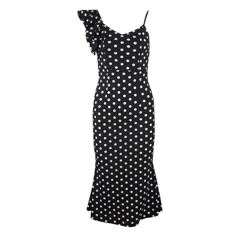 

Summer Goddess Temperament Sexy Temperament Halter Skirt Polka-Dot Mid-Length Dress New Summer Women's Clothes
