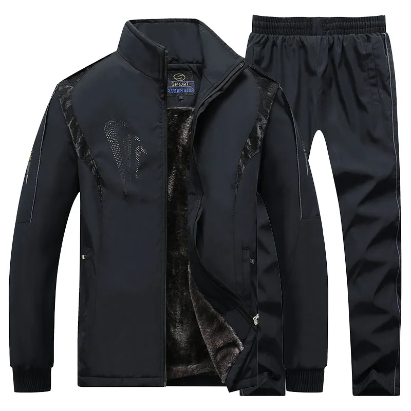 Зимняя спортивная одежда для мужчин спортивный костюм толстая теплая зимняя