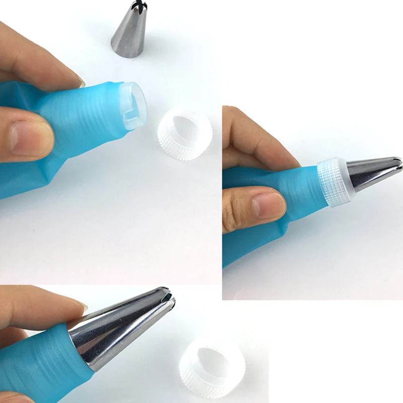 

16PCS/set Silicone Icing Piping Cream Pastry Bag 14 Stainless Steel Cake Nozzle DIY Cake Decorating Tips Fondant Pastry Tools