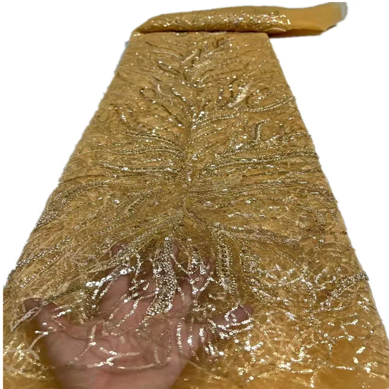 

Темно-синяя африканская кружевная ткань высокого качества, роскошная кружевная ткань ручной работы с вышивкой и бусинами для вечернего пла...