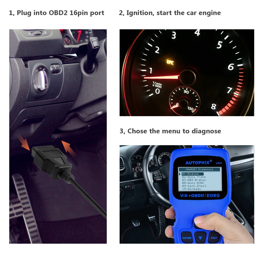 

Autophix OBD2 Scanner Professional V007 Car Diagnostic Tool Engine Check EOBD OBD2 Automotive Scanner For VW Audi Skoda SEAT VAG