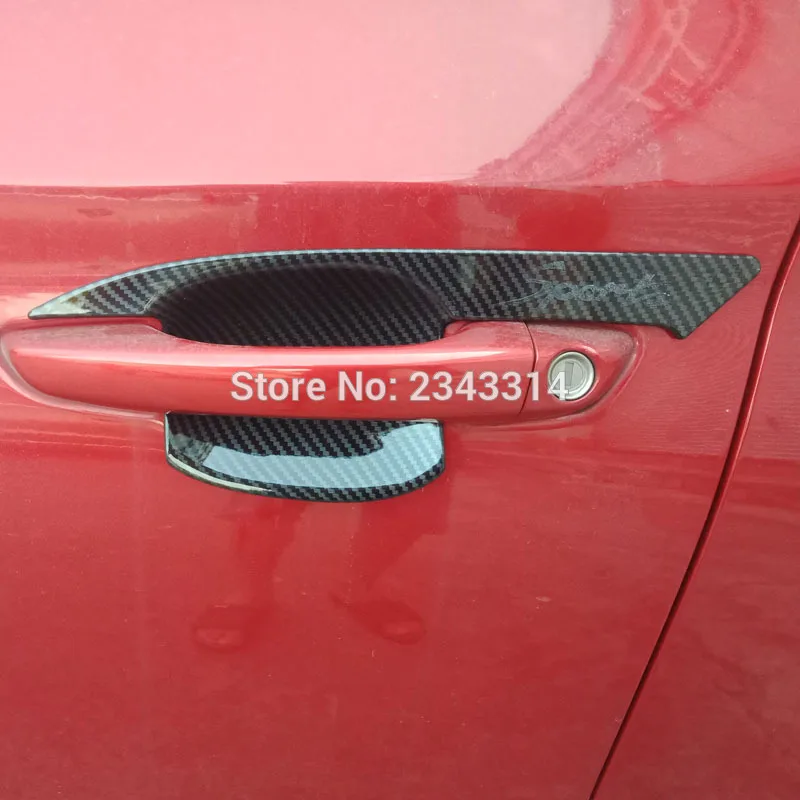 For Hyundai Tucson- Carbon Fiber Style Door Handle Bowl Cover Cup Cavity Trim Insert Catch Molding