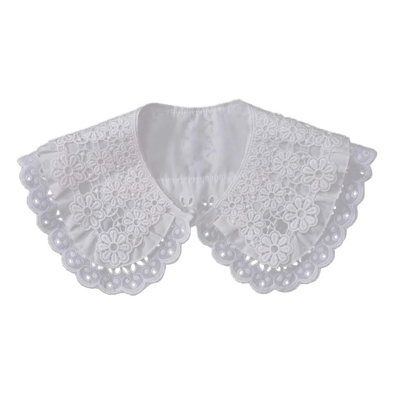 

L5YA Lace Brim Fake Shirt Collar Three Layers Women Summer Light Detachable Collars