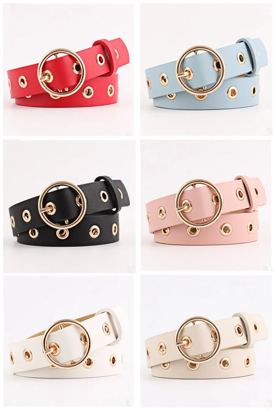Женский ремень кожаный Круглый металлическая пряжка круглые ремни для женщин