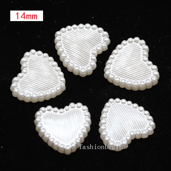 100p 14 lace heart Имитация жемчуга цвета слоновой кости для скрапбукинга, украшения для рукоделия, украшения для ногтей, изготовление свадебных открыток, сшитые бусины для одежды, разные формы - Цвет: 100p 14 lace heart