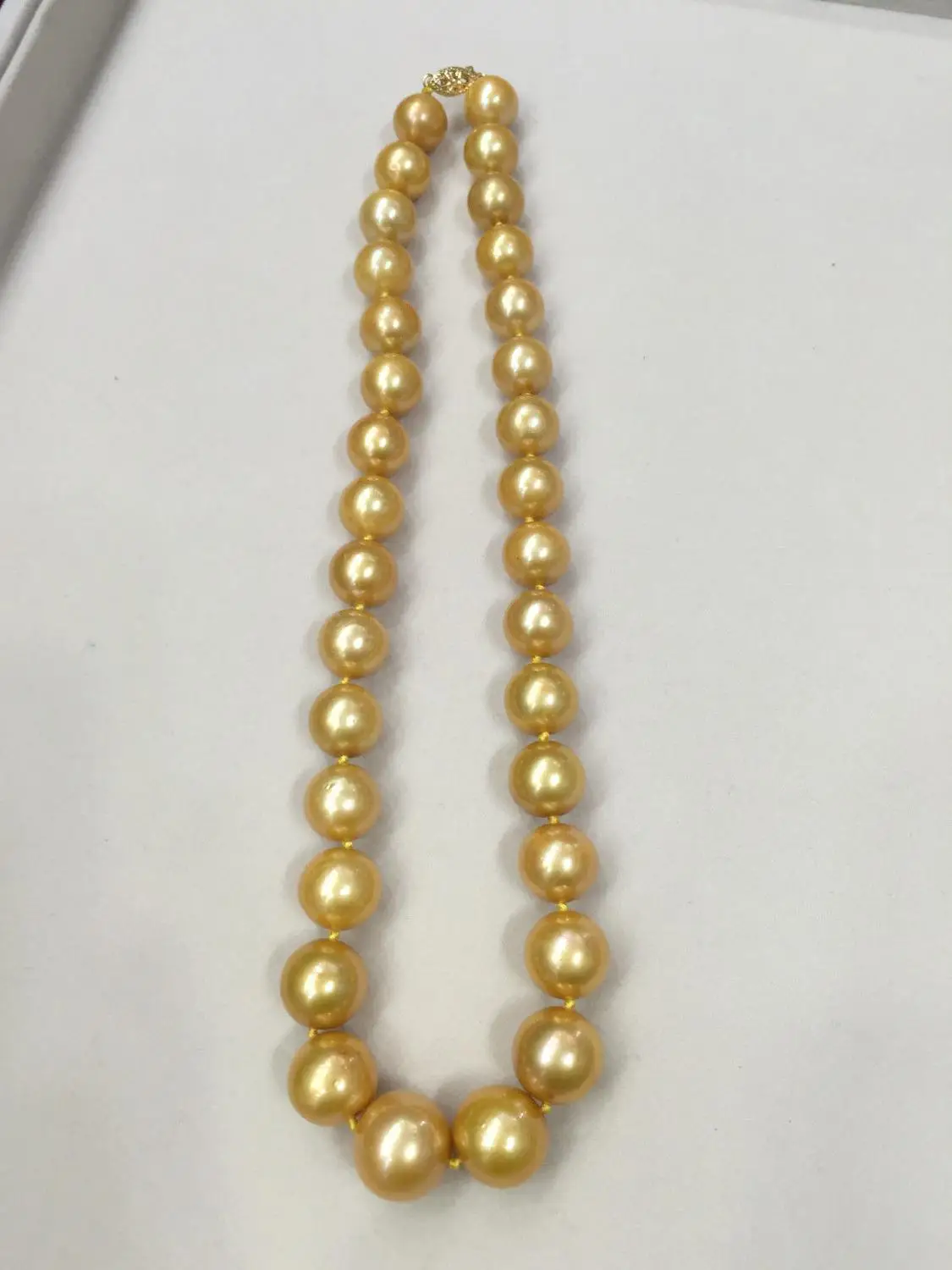 barato Beleza Strand/corda 12-16mm Mar Do Sul Pérola Dourada Colar 14k/20 Ouro Fecho