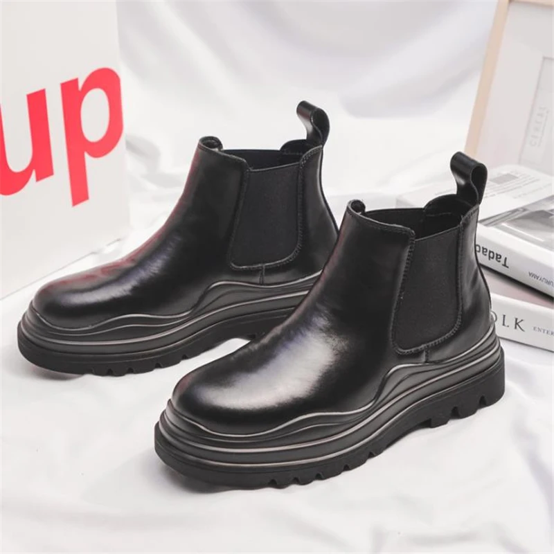 Мужские ботильоны в стиле ретро повседневные ботинки челси из натуральной кожи