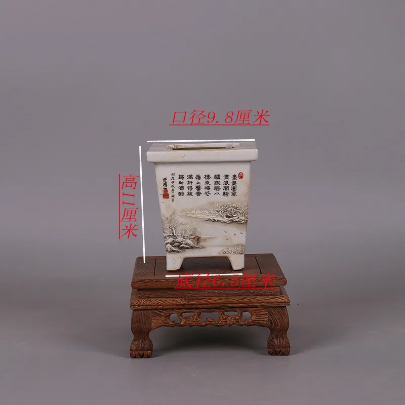 Chinese Old Porcelain Snowscape Chart Of Pastel Flower Pots | Дом и сад