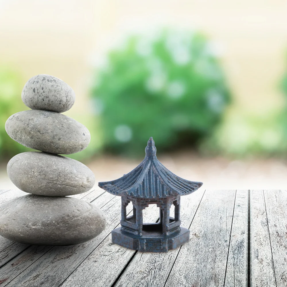

1Pc Mini Pavilion Craft Gardening Landscape Ornament Desktop Decor Dark Green