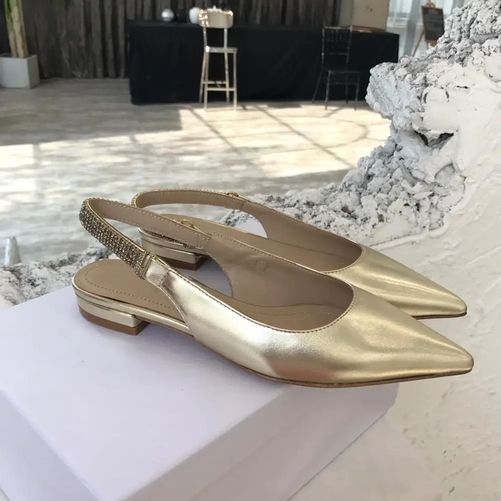 

prowow new cowhide pointed Kitten Heel lady's sandals with one belt fashion single shoes small and fresh