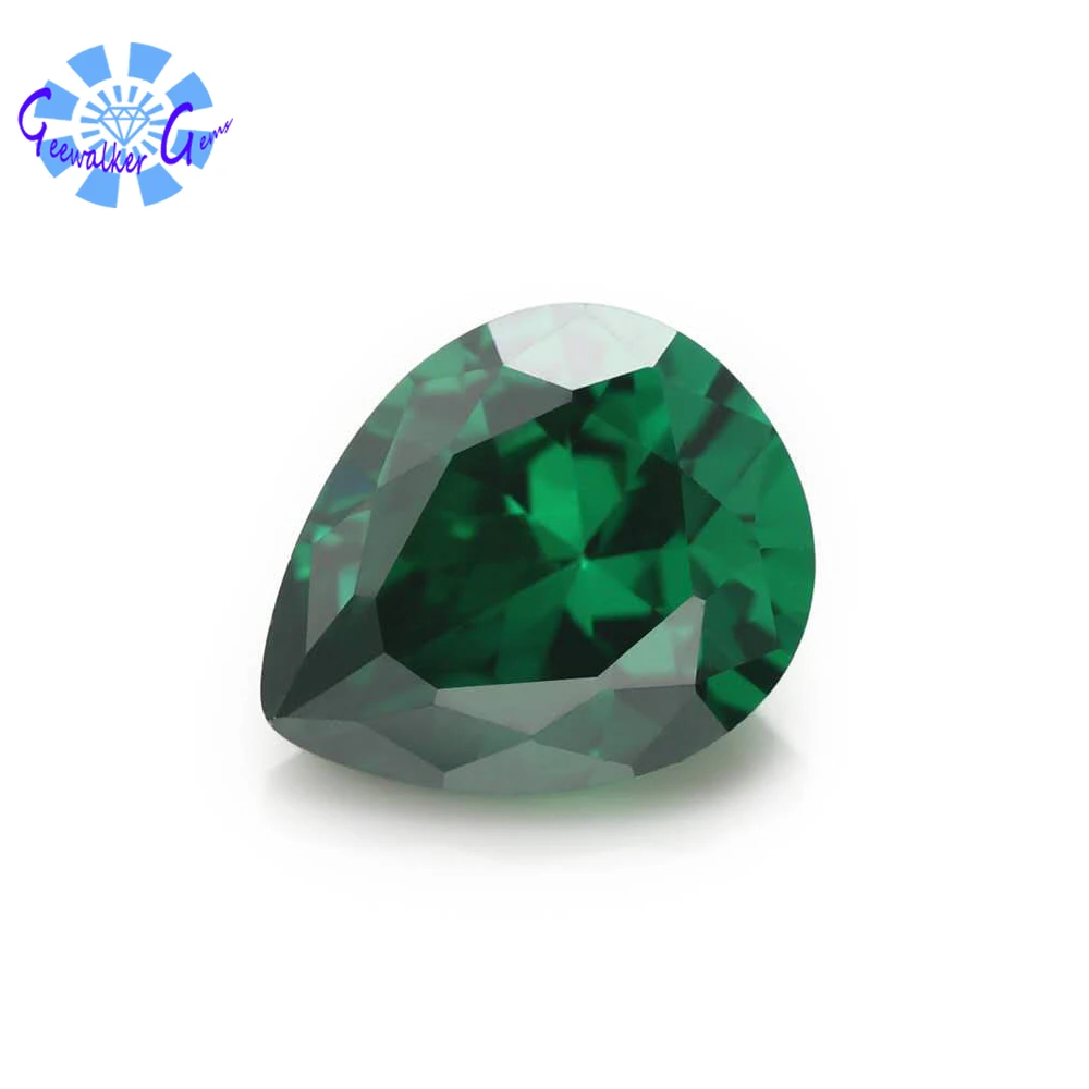Высокое качество драгоценных камней AAA зеленый цвет в форме груши кубического