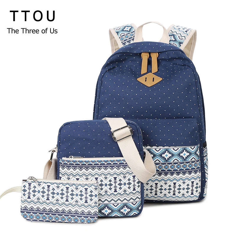 Женский тканевый рюкзак TTOU школьный с принтом для девочек подростков книжные