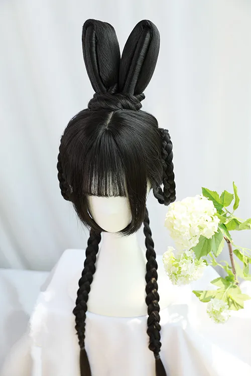 

80cm lovely braid fairy hair Moon Chang' e cosplay headwear anime party hair accessories antique style Movie Firm halloween