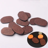 natural wooden geometric oval shape charms pendant 2439mm 6pcslot for diy fashion earrings making accessories