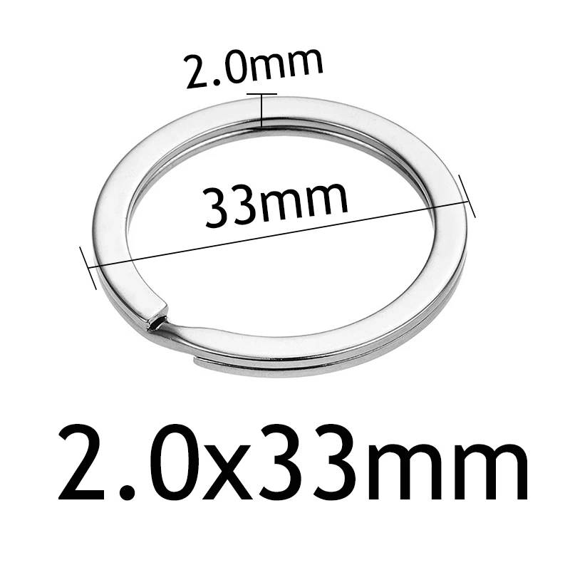 Flat 2.0x33mm 10 шт./лот Нержавеющая сталь Отверстие Ключ Брелок для ключей 20/23/25/28/30/33/35 мм Для женщин Сталь круглый Разделение милый брелок подарки для Для мужчин - Цвет: Flat 2.0x33mm