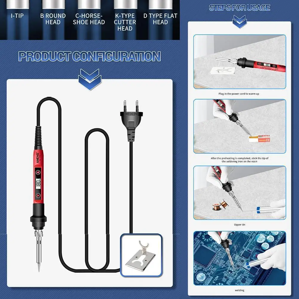 

ANENG Electric soldering iron Digital Display Adjustable temperature soldering iron tips 220V/110V Welding solder Tools