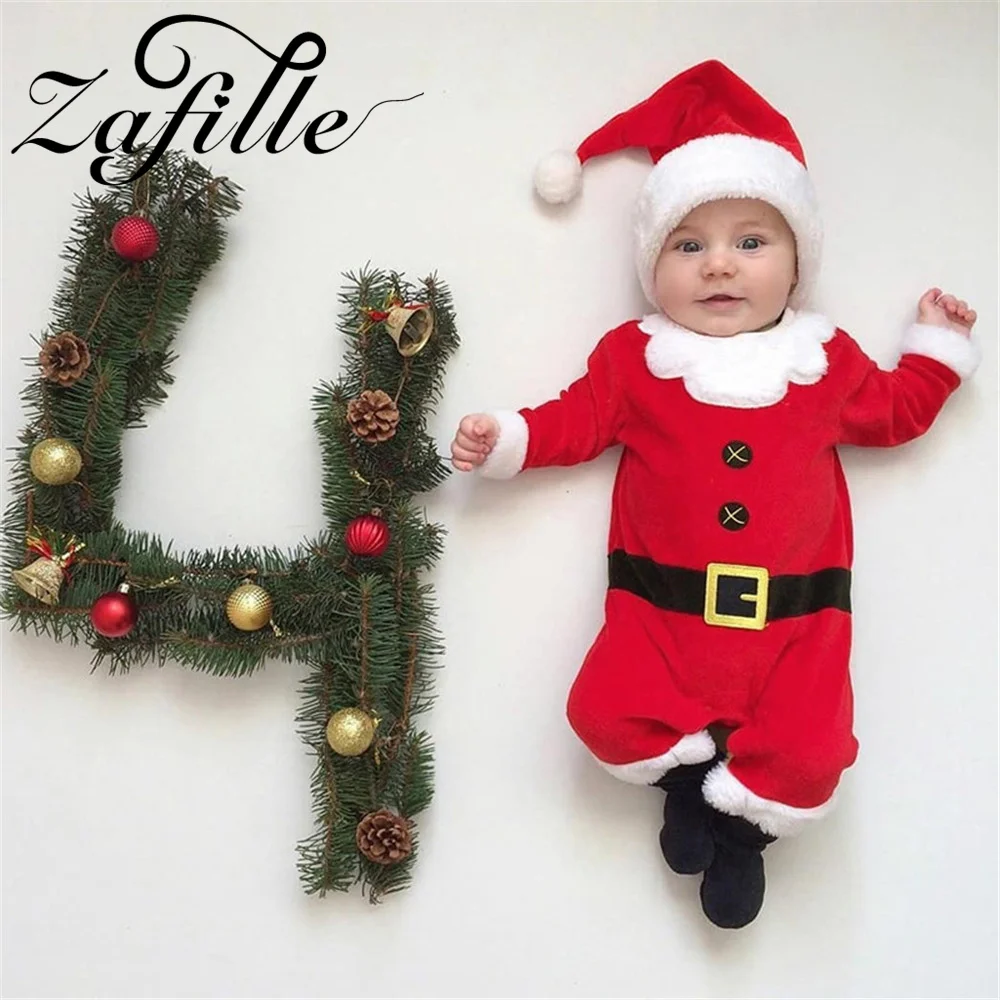 

ZAFILLE Santa Claus Outfits For Baby Boys Clothes With Hat Christmas Newborns Jumpsuit For Kids Boys Clothing New Year's Outfits